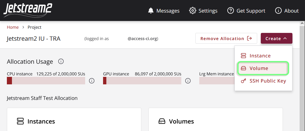 create a volume