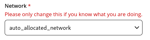 A screenshot of the network picker dropdown