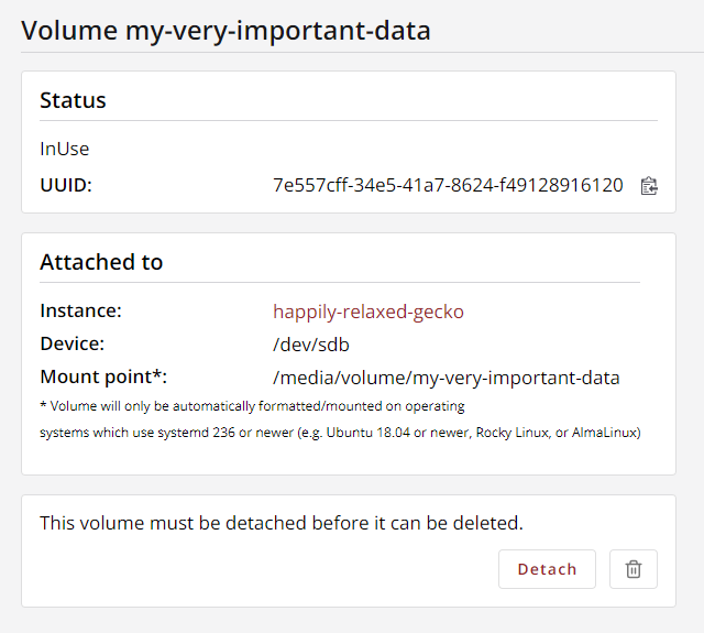 Volume Details Page
