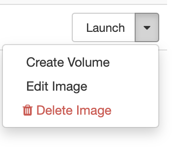 Screenshot of the dropdown to the right of to the "Launch" button