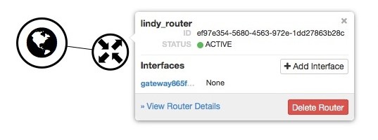 Screenshot of router details on the "Network Topology" page, where "lindy_router" has been selected