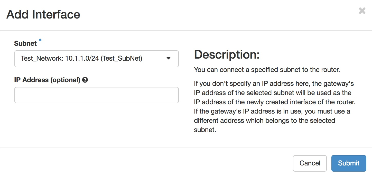 Screenshot of the "Add Interface" modal