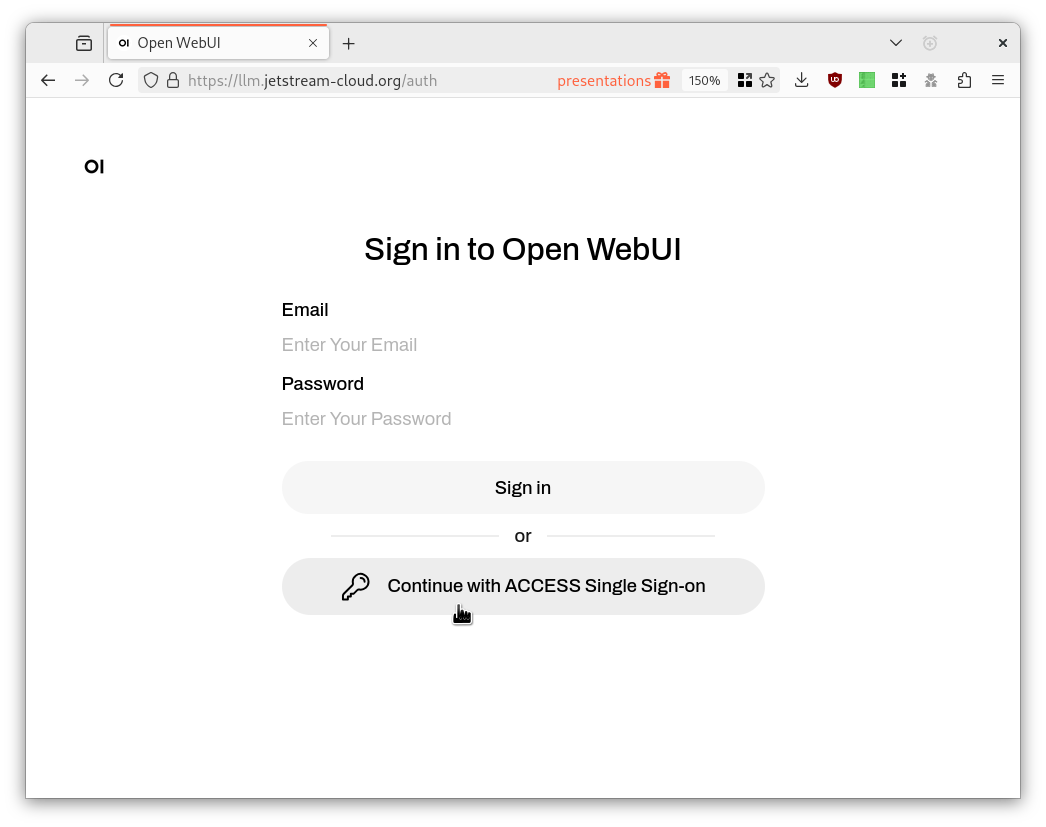 screenshot of Open WebUI signup page
